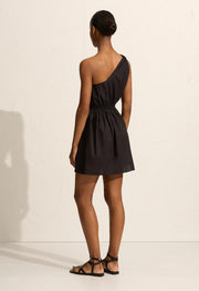 Twist Shoulder Mini Dress - Black - Matteau